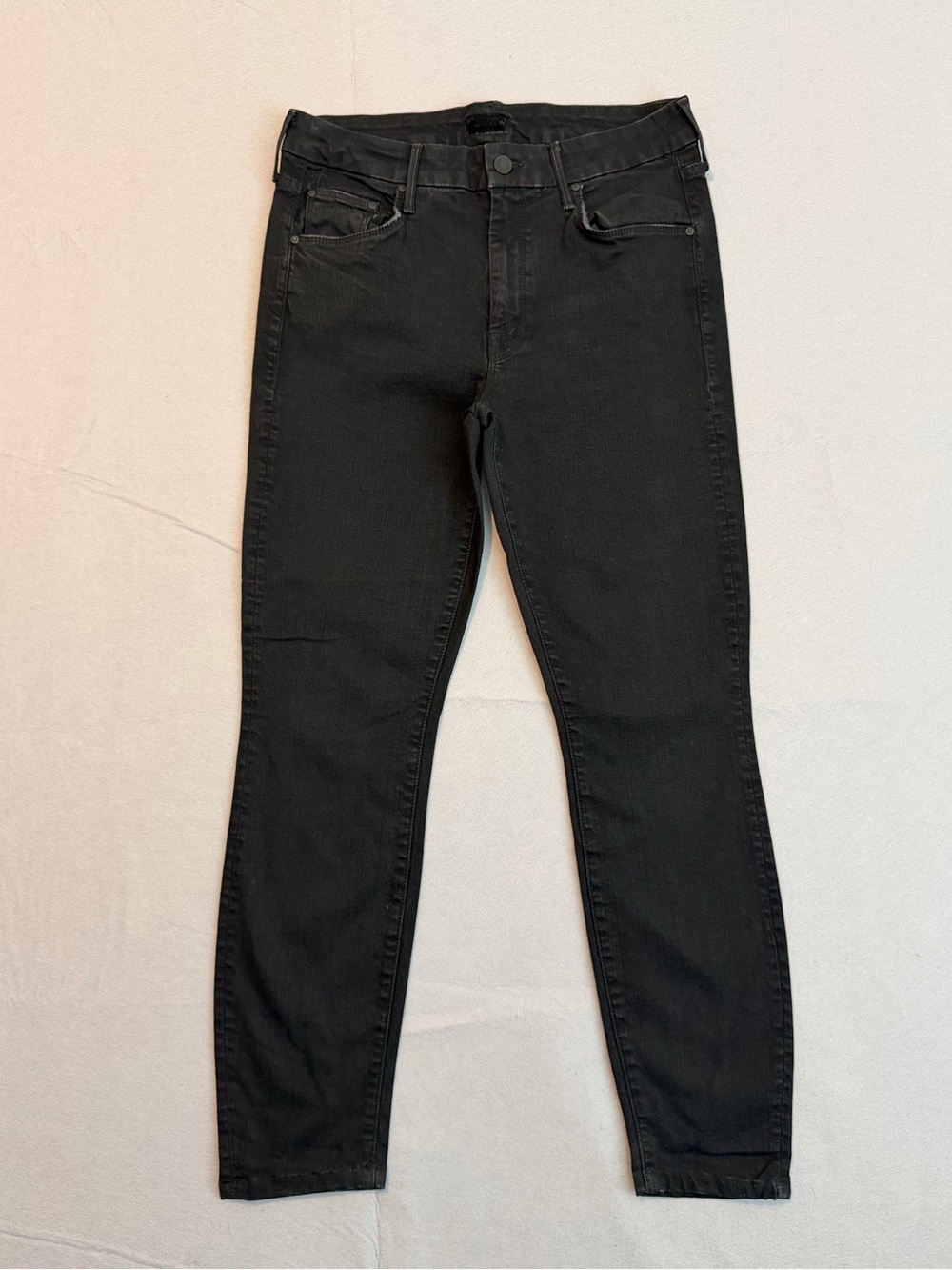 Mother The Looker Not Guilty Black Skinny Jeans Womens 29 Logo Pocket Made USA